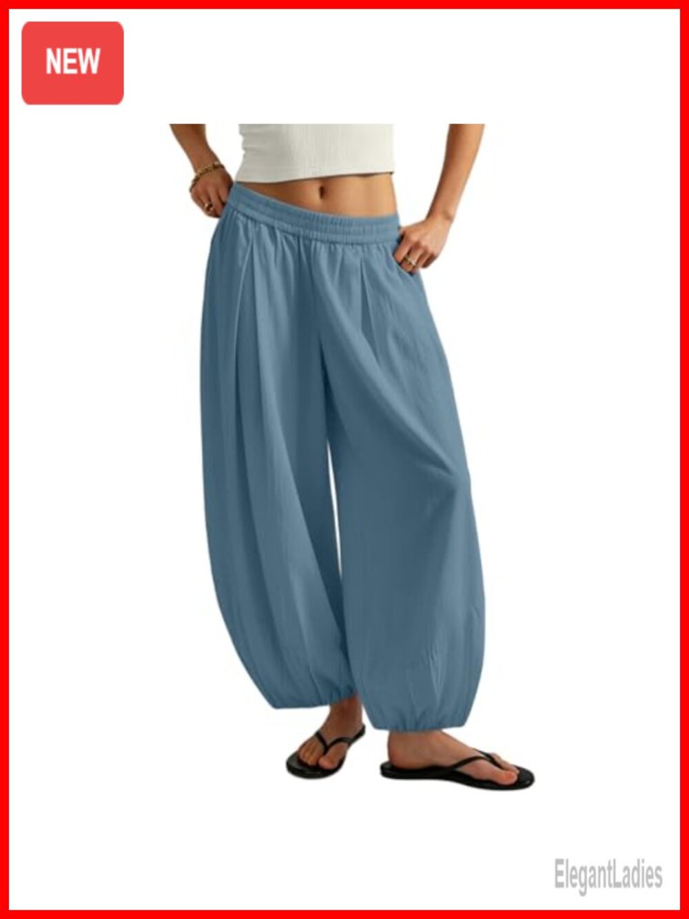 Womens Balloon Pants Wide Leg Palazzo Pleated Harem Trousers with Pockets
